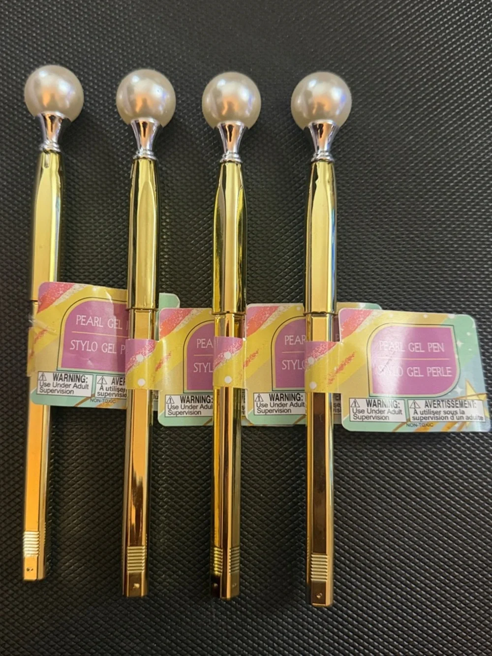Pearl Top Gold Gel Pen Set - 4 Decorative Pens